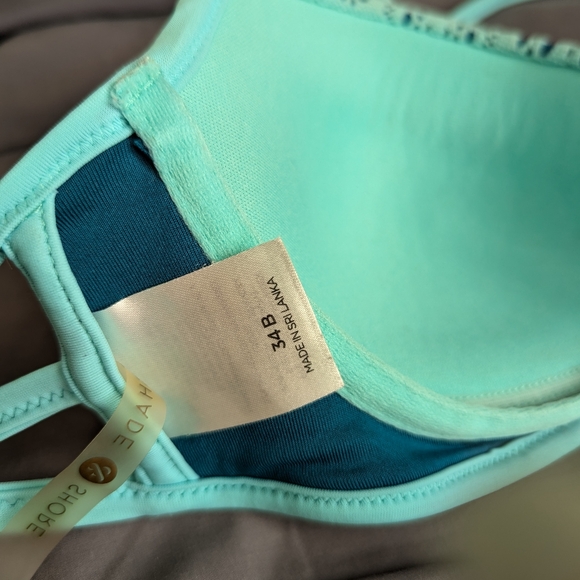 💚 Sand & Shore Bikini Top, 34B Mint Green & Neon - Picture 4 of 5